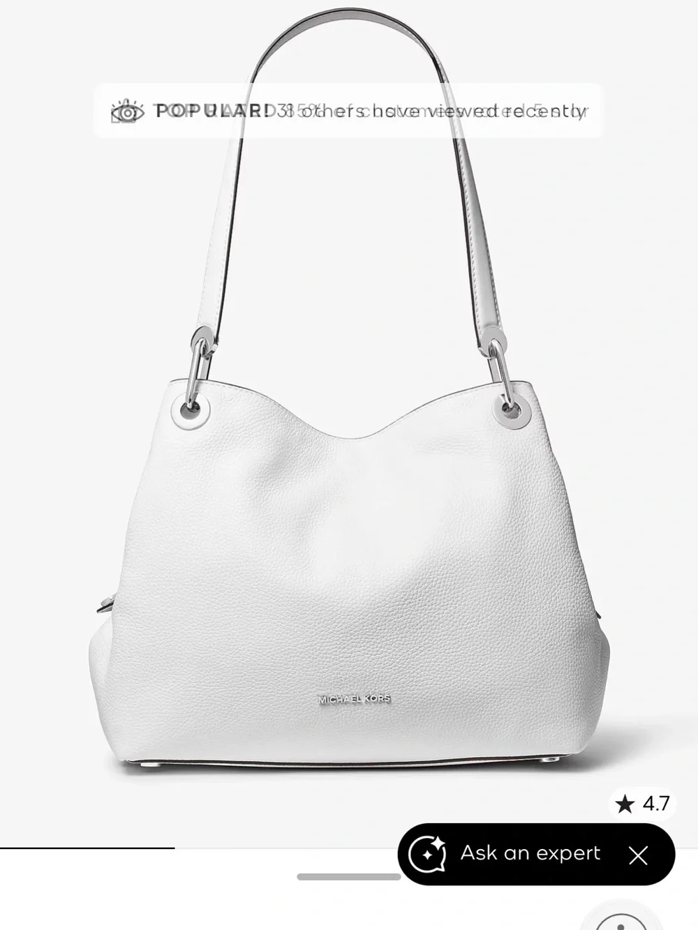 Michael Kors Cream Pebbled Leather Shoulder Bag with Gold Hardware